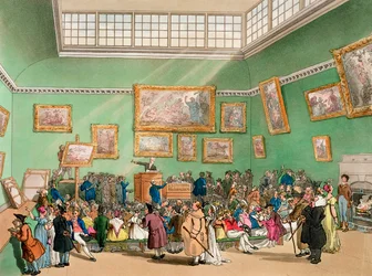 Christie&39;s Auction Room, pintada por J. Bluck (fl.1791-1819), de Ackermann&39;s "Microcosm of London" Vol. 1, pub. 1809 (aquatinta)